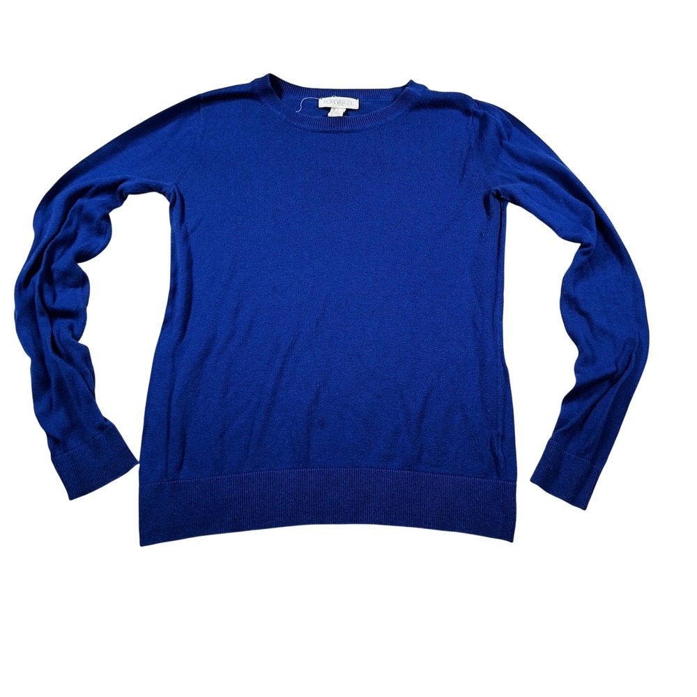 Forever 21‎ Crewneck Sweater Womens Small Royal Blue Lightweight Knit
